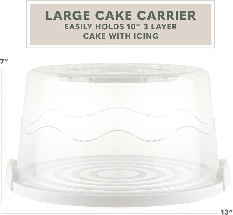 MosJos EXTRA LARGE & EXTRA STURDY Cake Carrier, Cake Stand with Lid and Foldable Handles - Multifunctional Serving Platter and Cake Plate - Cake Container with Dome and Strong Snaps 13 x 13 x 7 inch (White) - Image 4